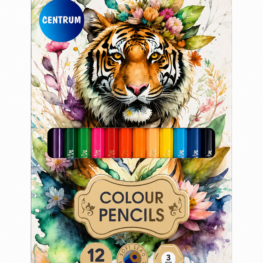 Цветни моливи CENTRUM 12 цвята, 3 mm – Тигър