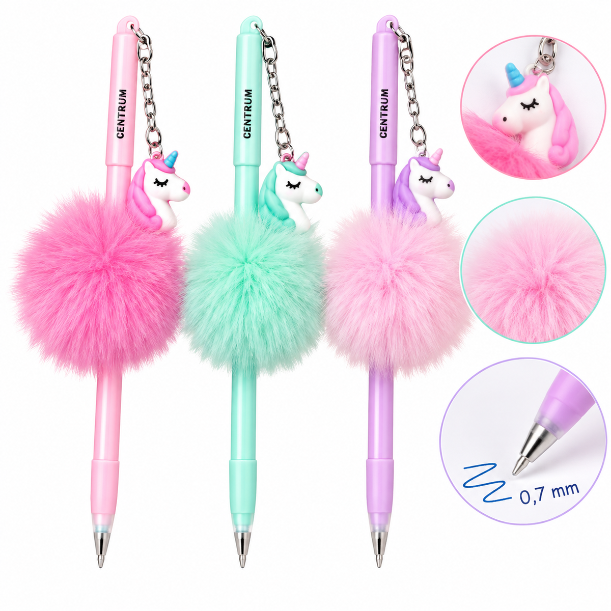 Химикалка CENTRUM Unicorn Pompon 0,7 mm с пухкав помпон и еднорог